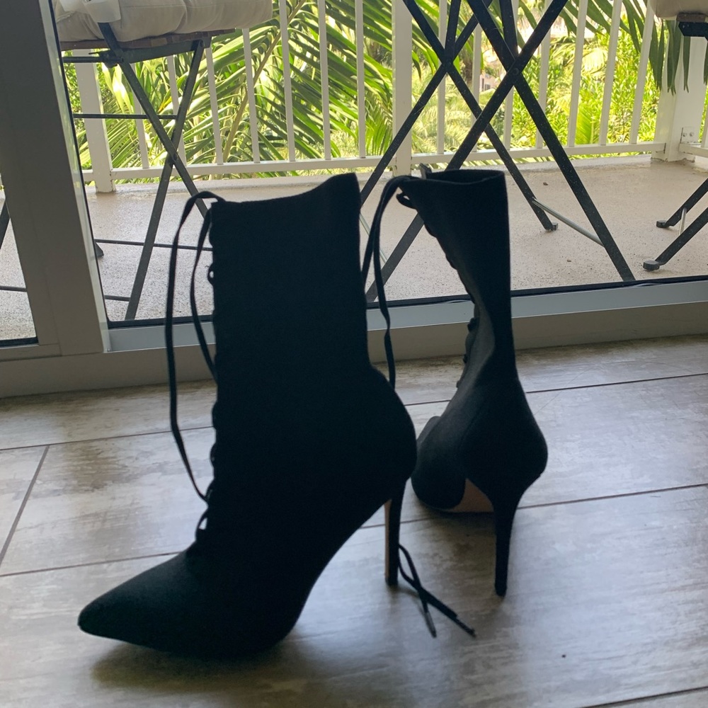 sock booty heels
